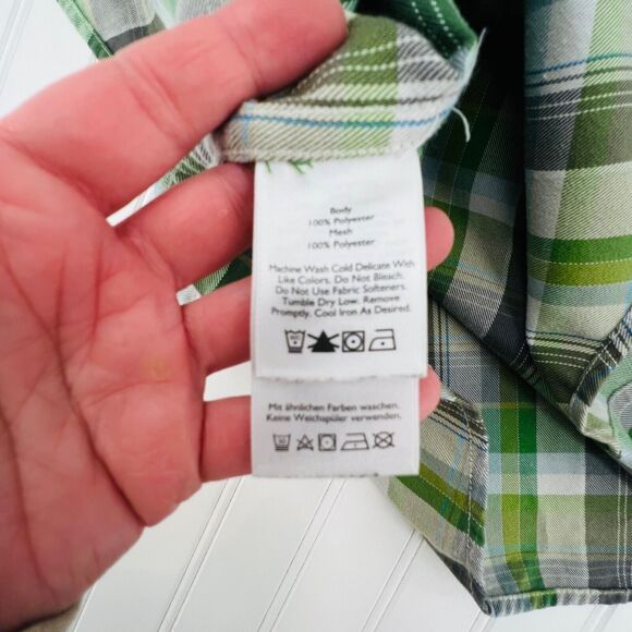 Eddie Bauer Shirt Mens XL Green Grey Plaid Button Down Active Long Sleeve - Picture 5 of 8